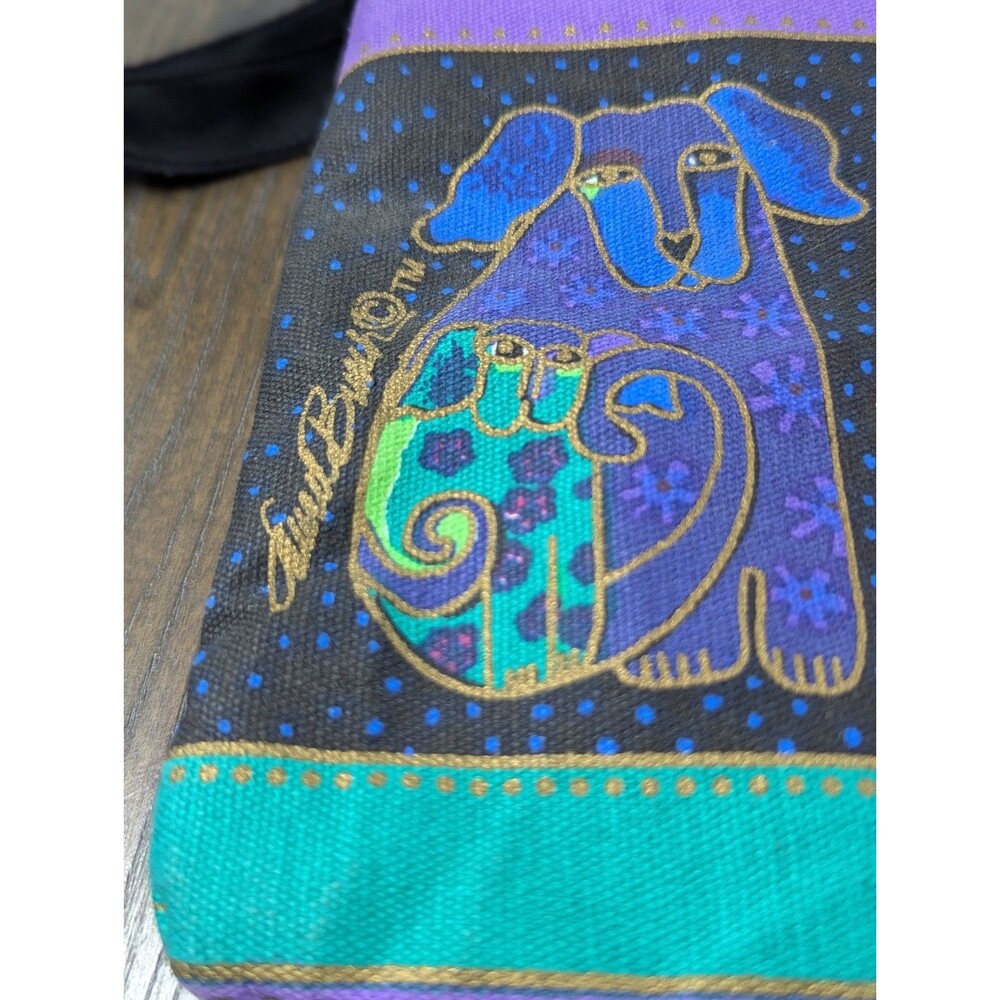 Laurel Burch Artistic Totes Crossbody Messenger Purse Bag Canvas Dogs Art Hobo - Picture 3 of 14
